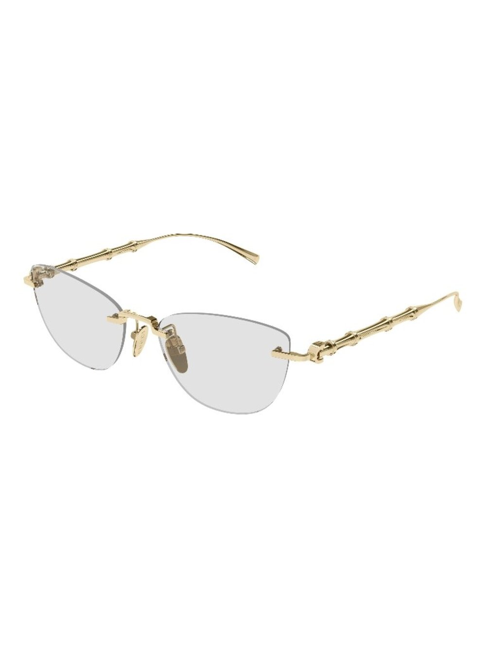 New Gucci Women's Sunglasses Gold Transparent Lens Metal Frame GG2063S 006 55